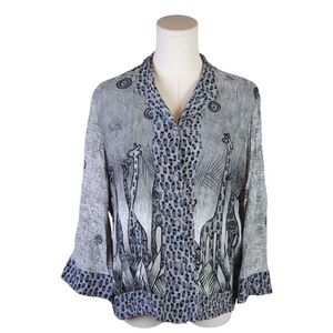 Vintage Sea Suns Giraffe Print Button-Up Blouse Made in USA Animal Print